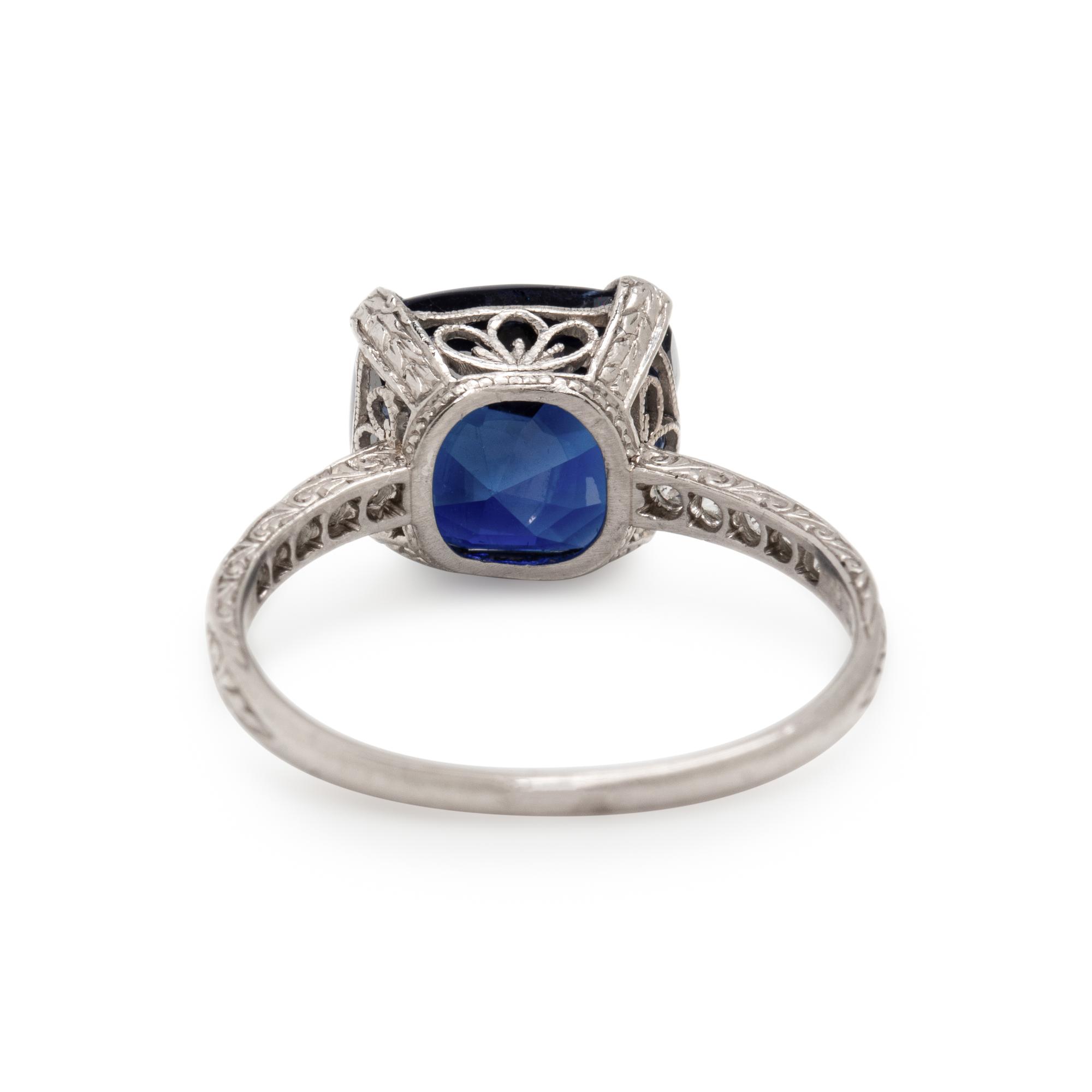 BLACK, STARR & FROST, ART DECO, BURMA SAPPHIRE AND DIAMOND RING