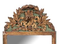 A Louis XVI Provincial Green-Painted and Parcel Gilt Mirror