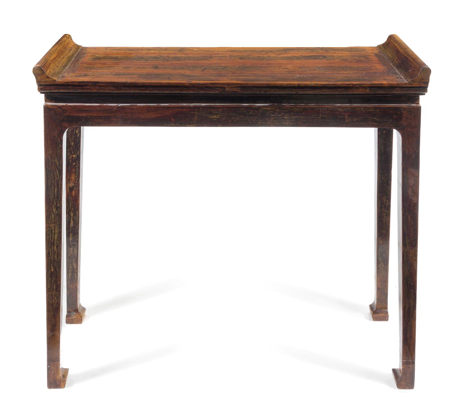 A Chinese Hardwood Altar Table Height 35 7/8 x width 42 x depth 15 1/8 inches. — 19TH CENTURY
