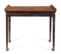 A Chinese Hardwood Altar Table Height 35 7/8 x width 42 x depth 15 1/8 inches. — 19TH CENTURY