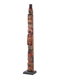 Tlingit Polychrome Carved Totem Pole