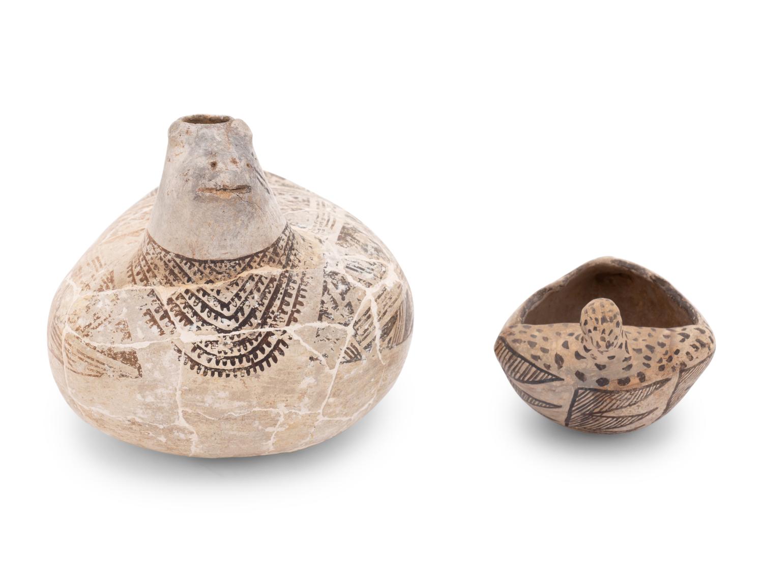 Anasazi Black-on-White Bird Effigy Pottery