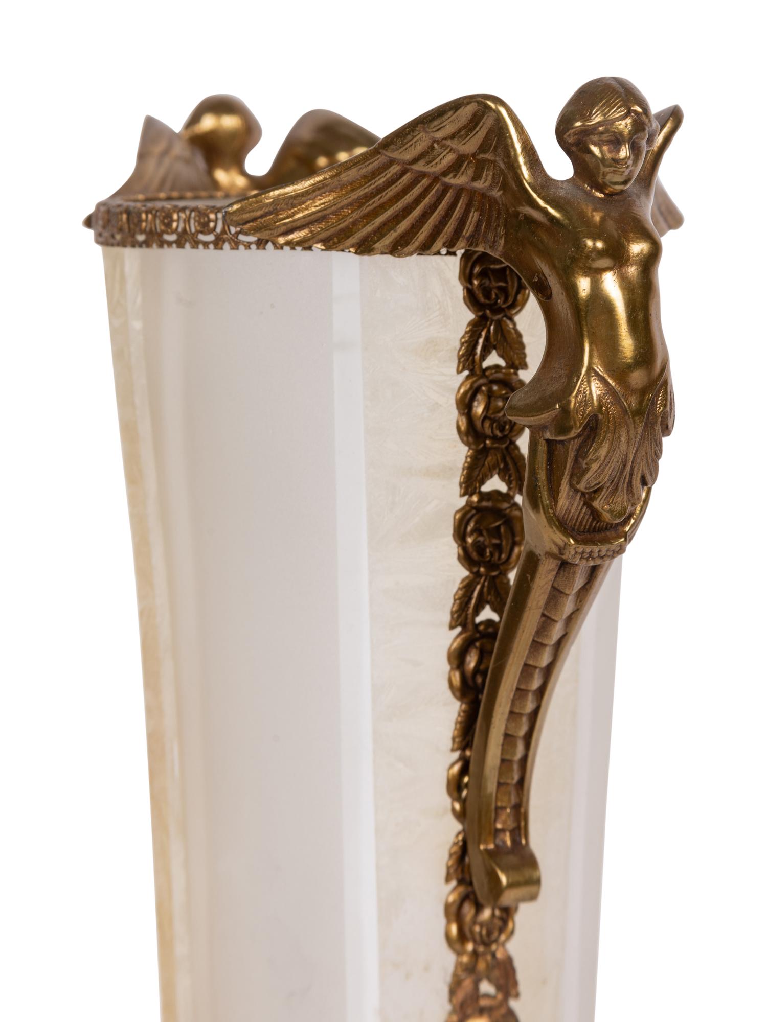 A Continental Gilt Metal Mounted Etched Glass Vase