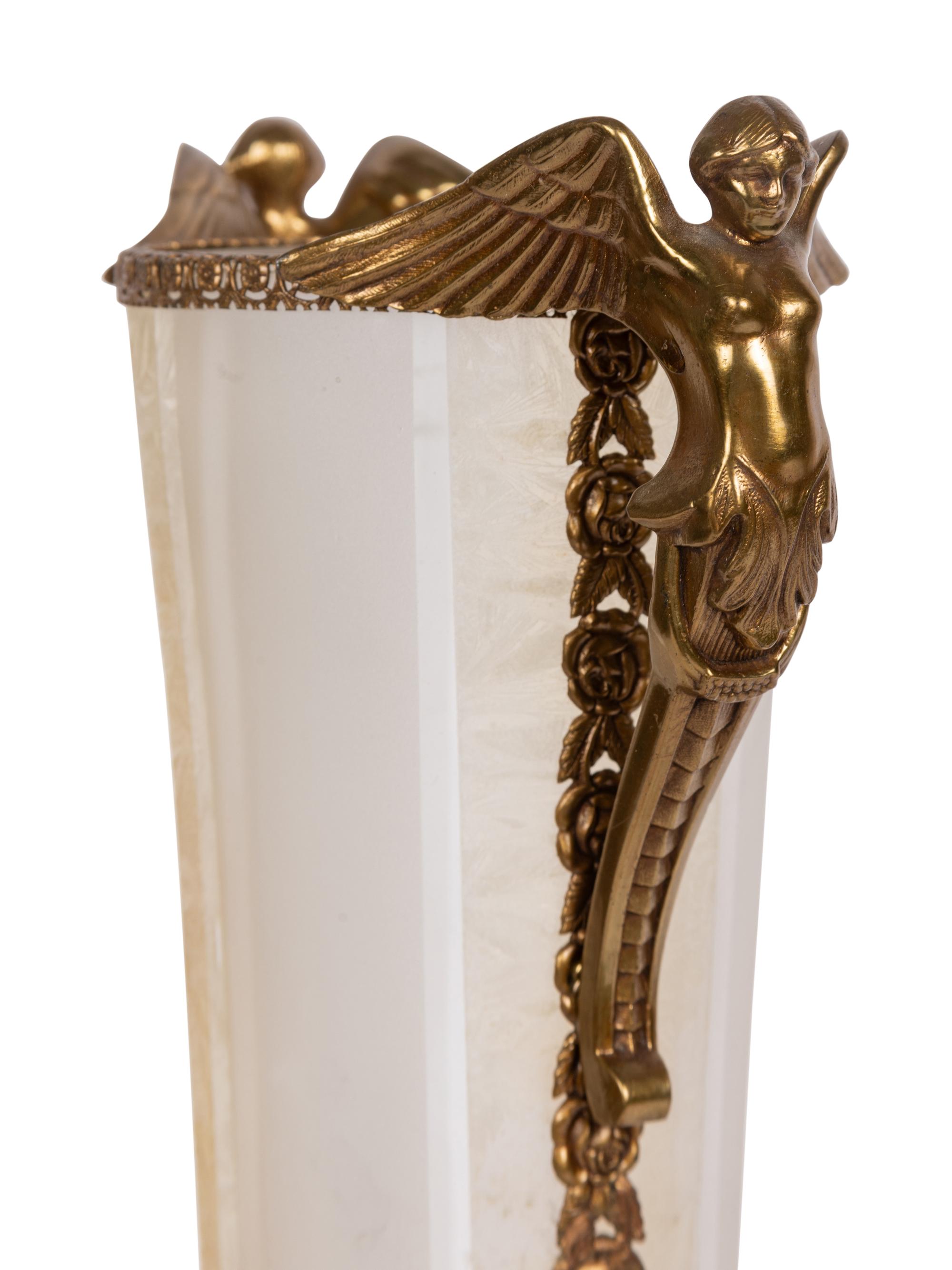 A Continental Gilt Metal Mounted Etched Glass Vase