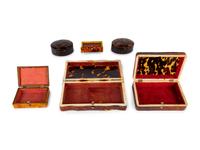 A Collection of Six Small Tortoiseshell and Celluloid Boxes — 19TH CENTURY