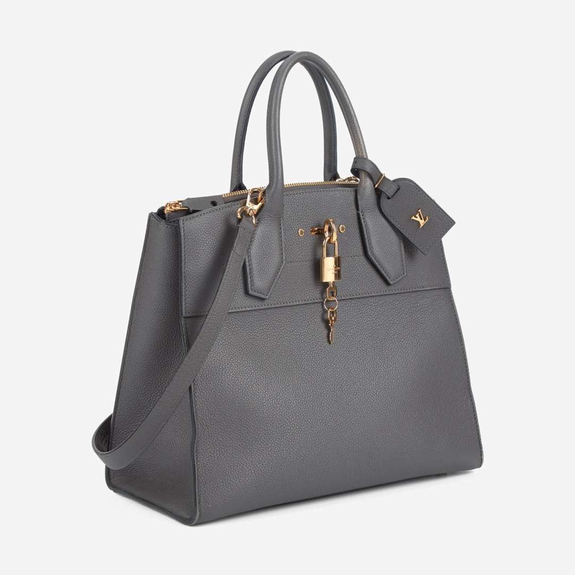 A Louis Vuitton Gray Calf Leather City Steamer MM Louis Vuitton