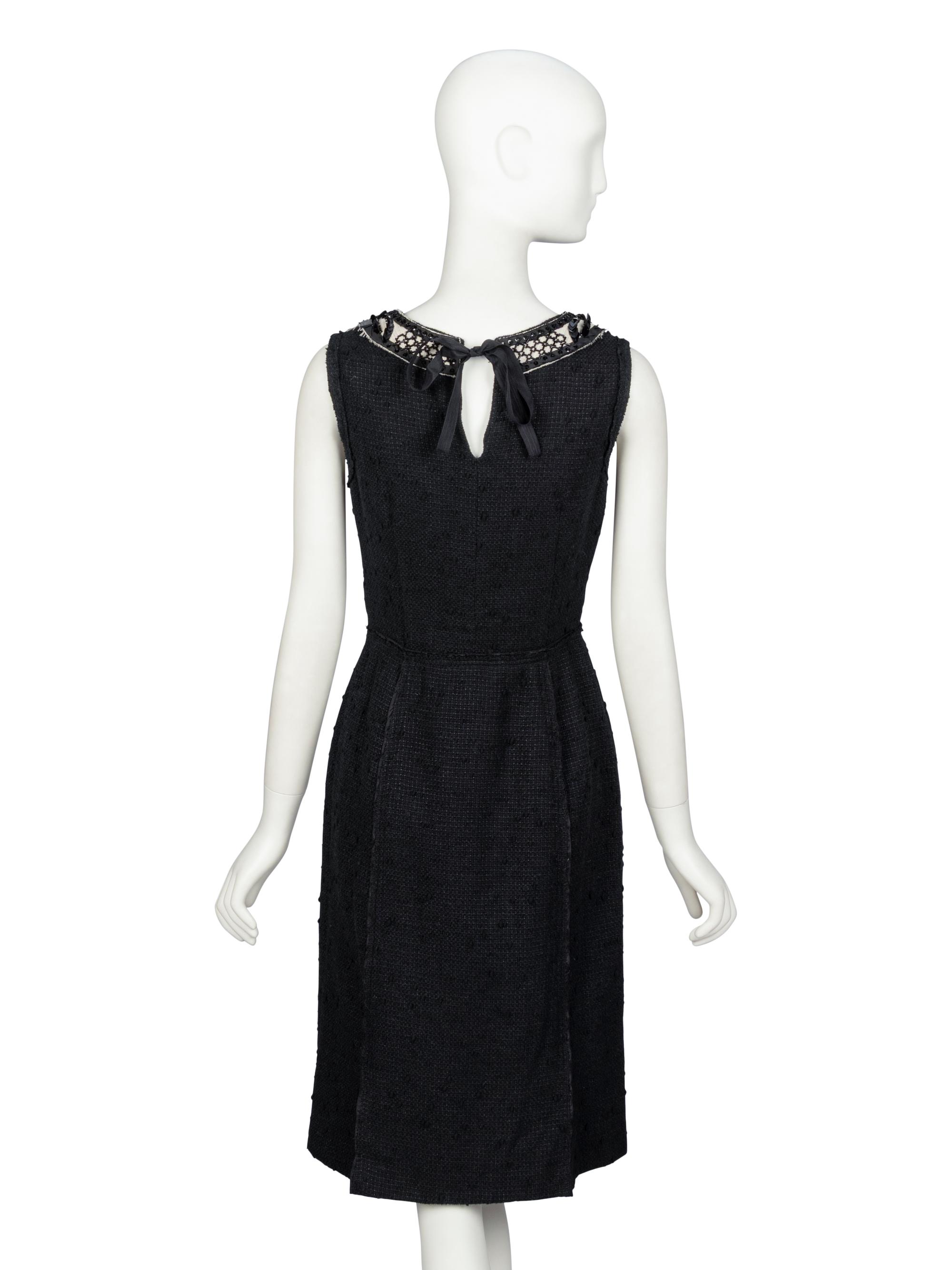 Prada, Black Tweed Dress & Nylon Handbag