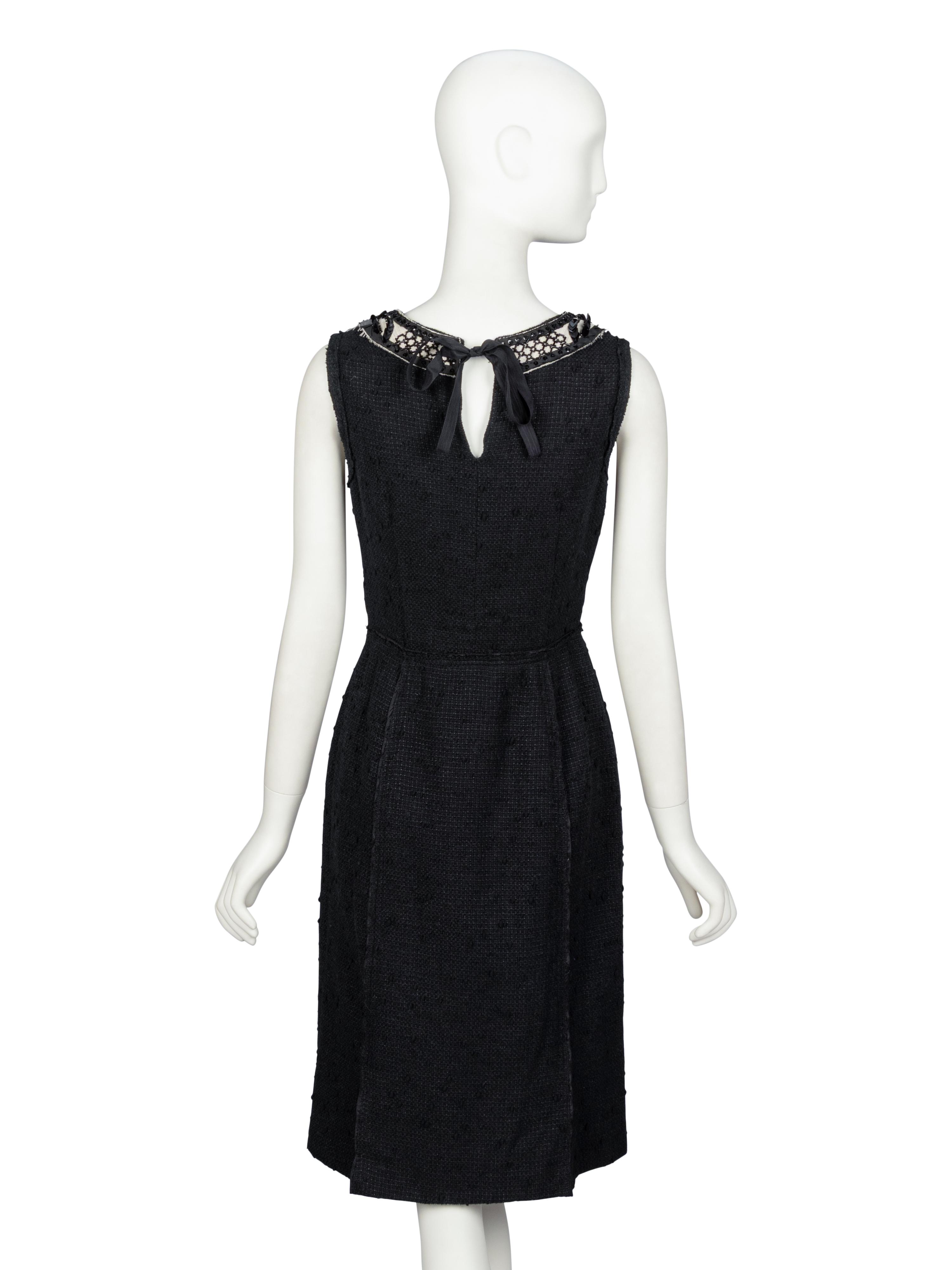Prada, Black Tweed Dress & Nylon Handbag
