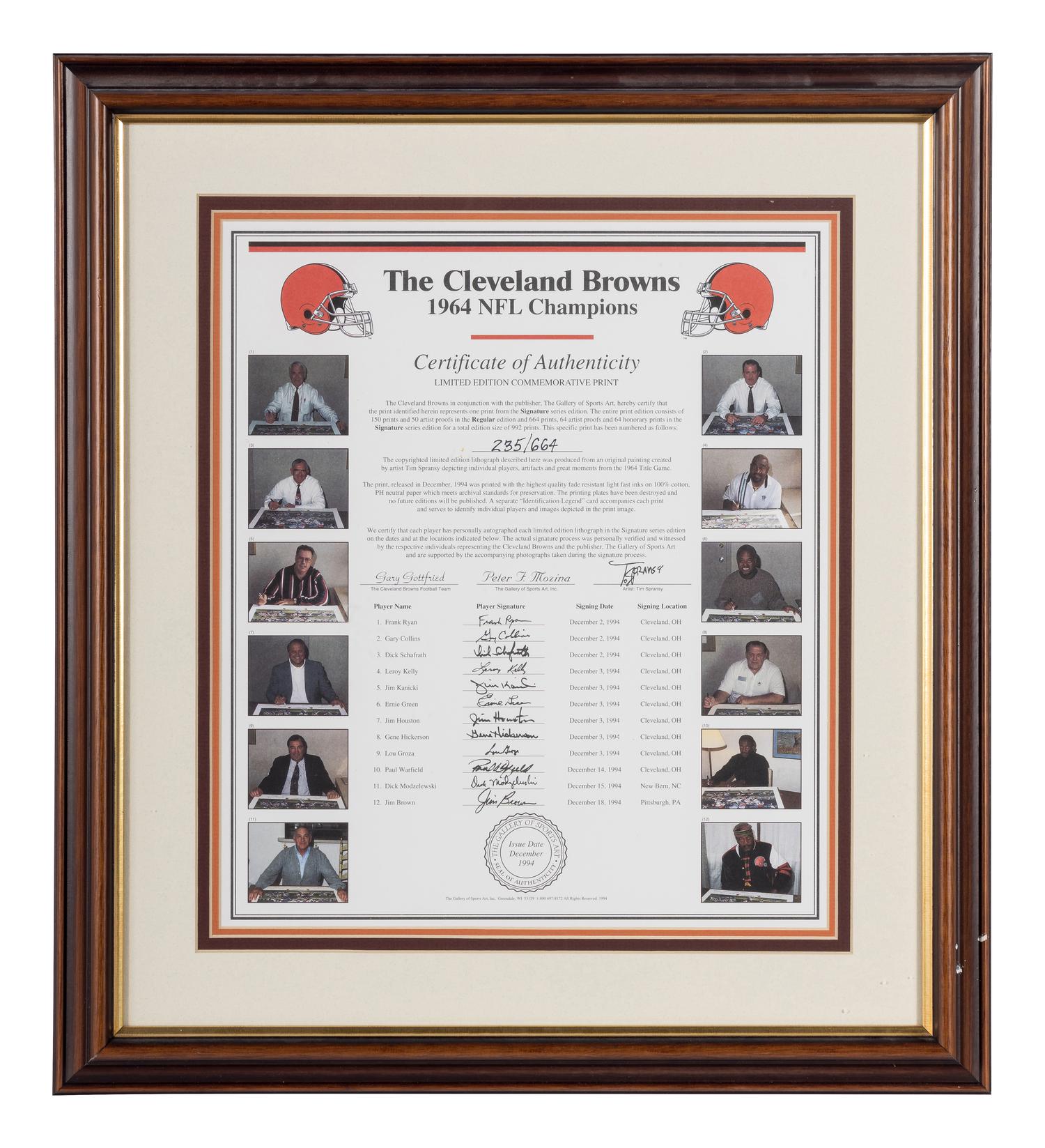 A 1964 NFL Champion Cleveland Browns Signed Limited Edition Autograph Print