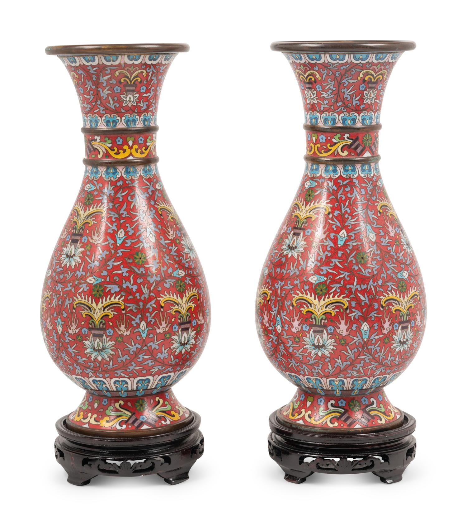 Two Pairs of Chinese Cloisonné Vases