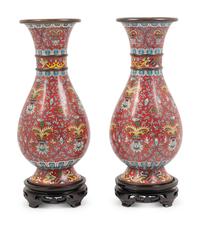 Two Pairs of Chinese Cloisonné Vases