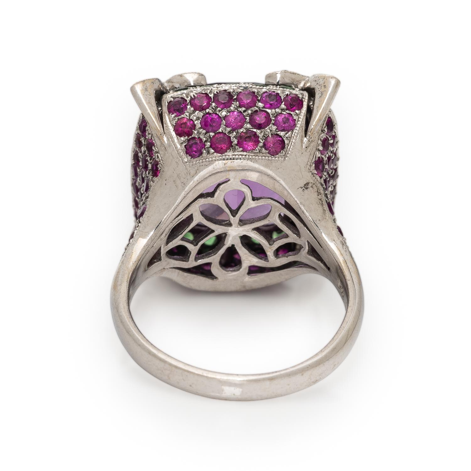 Multigem, Diamond, and White Gold Ring
