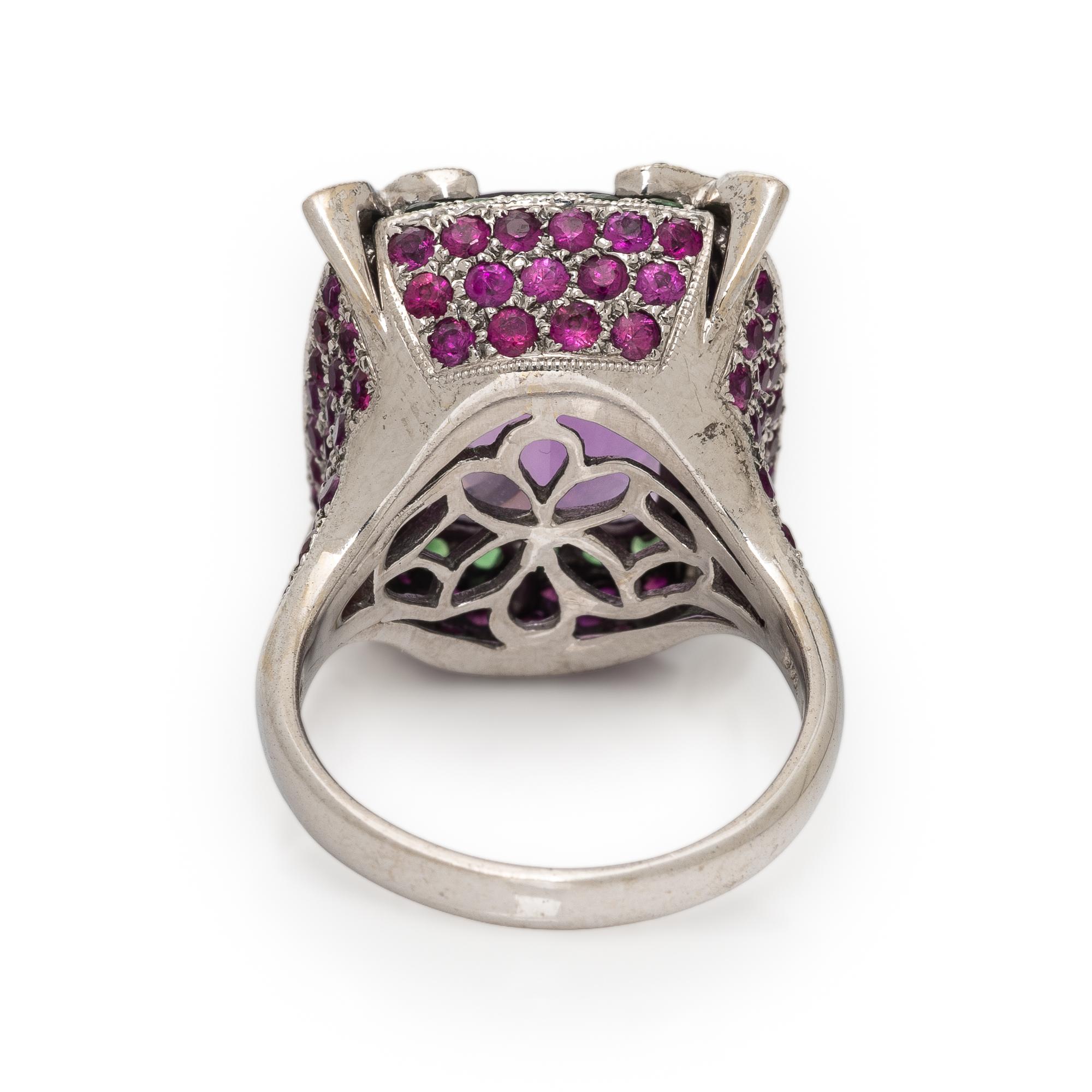 Multigem, Diamond, and White Gold Ring