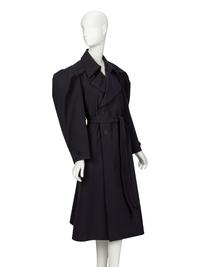 ISSEY MIYAKE, BLACK SCULPTURAL TRENCH COAT