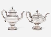 Two Federal coin silver coffeepots, Thomas Fletcher (1787-1866) and Baldwin Gardiner (1791-1868), Philadelphia, PA and New York, NY, circa 1830