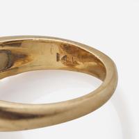 A 14K Yellow Gold, Garnet, and Pearl Ring Victorian