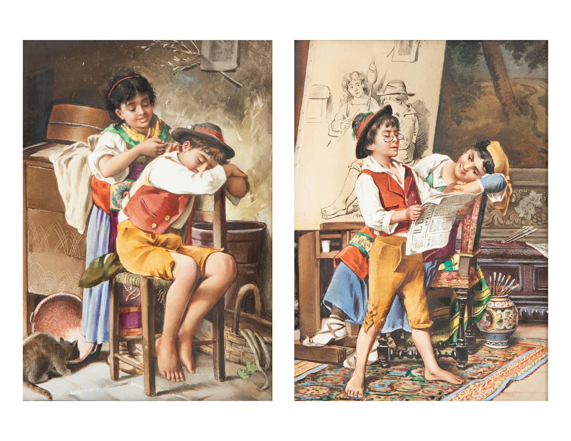 A Pair of Italian Porcelain Plaques