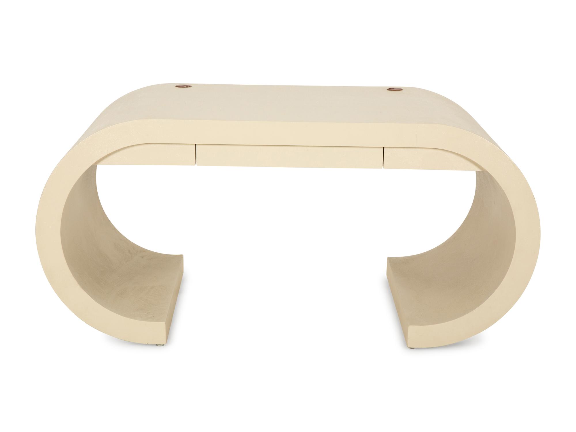 A Modern Cloth Wrapped Scroll Desk in the Manner of Karl Springer — 20th/21st Century