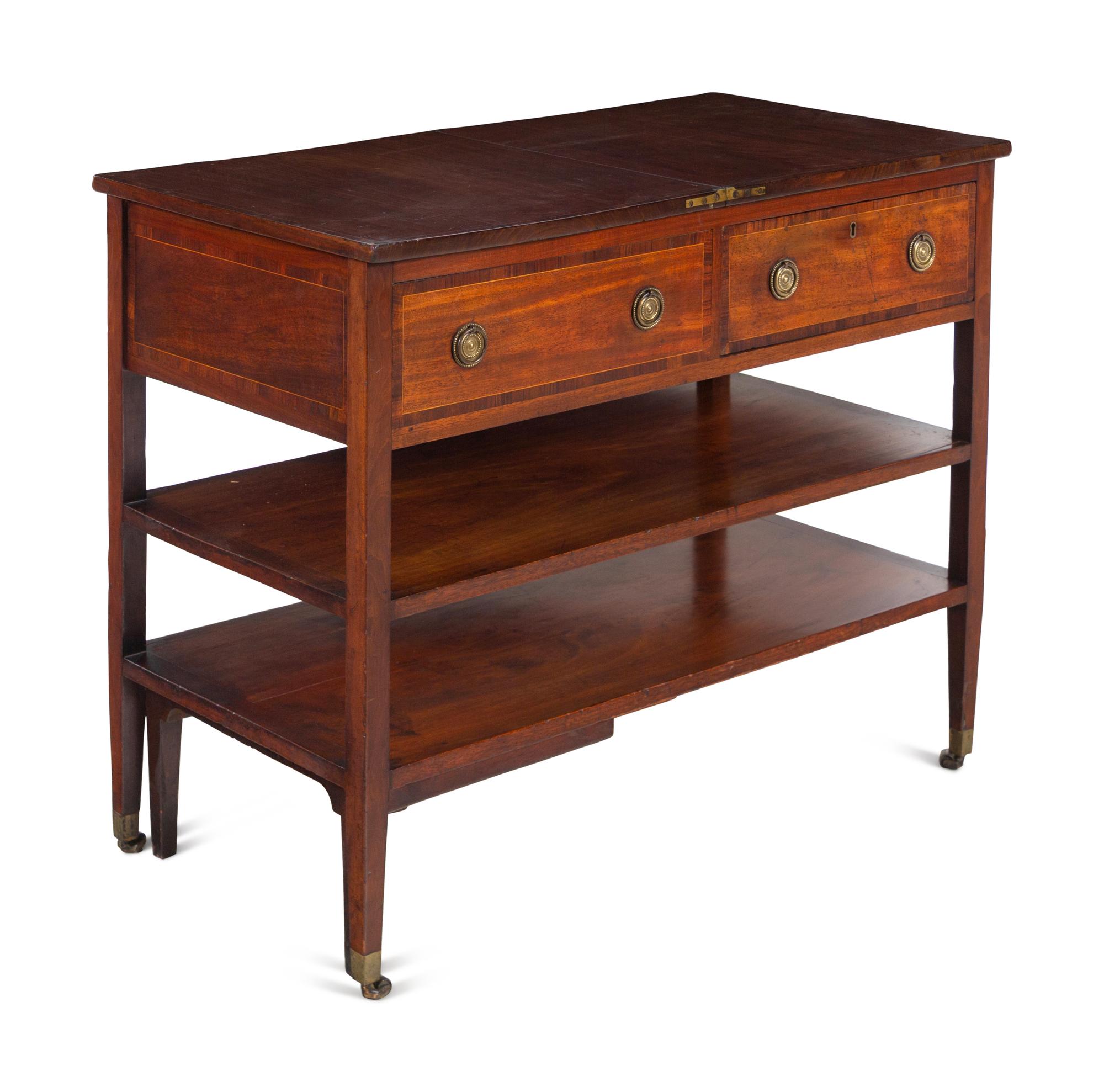An English Mahogany Metamorphic Serving Table Converting to Library Stairs