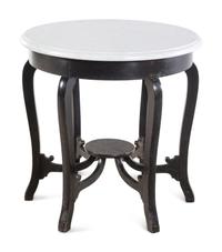 A Chinese Painted Marble-Top Side Table
