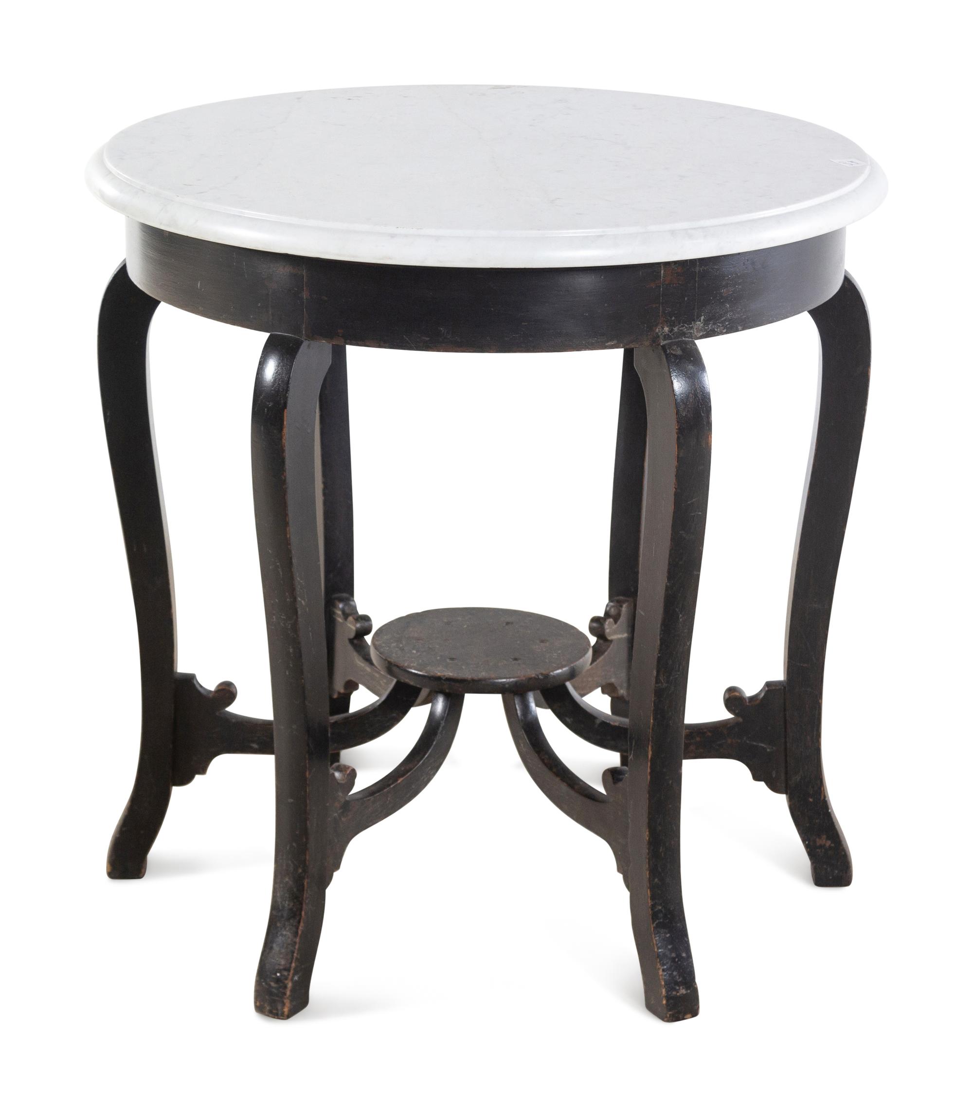 A Chinese Painted Marble-Top Side Table