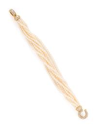 CARTIER, LONDON, CULTURED PEARL AND DIAMOND MULITSTRAND BRACELET