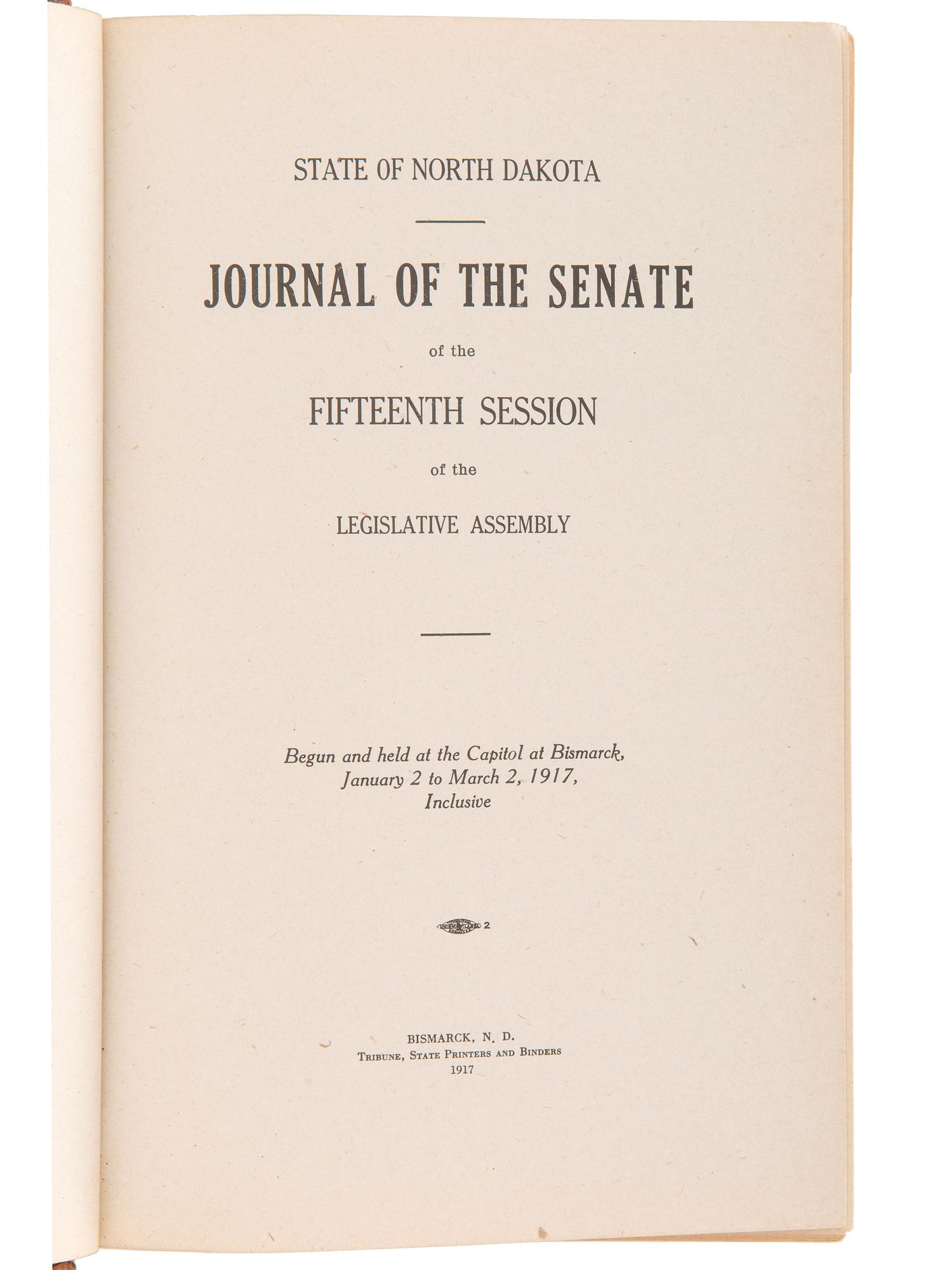 [NORTH DAKOTA]. A collection of early North Dakota legislative publications, comprising: