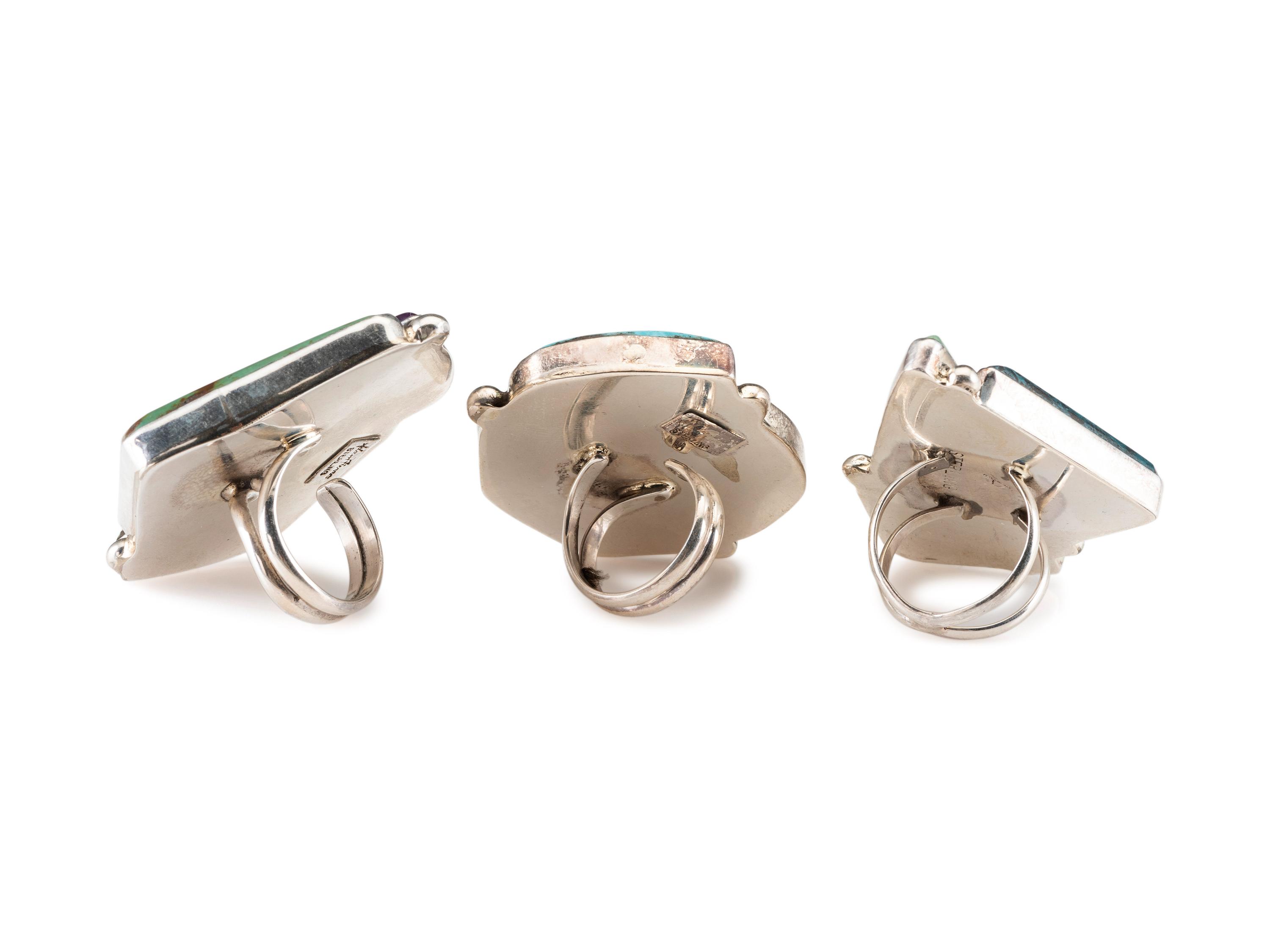 Sterling Silver, Turquoise, and Sugilite Rings