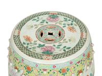 A Pair of Chinese Famille Verte Porcelain Garden Seats
