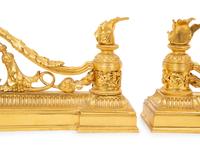 A Pair of Louis XVI Style Gilt Bronze Chenets
