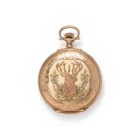 ELGIN, 14K TRICOLOR GOLD HUNTER CASE POCKET WATCH