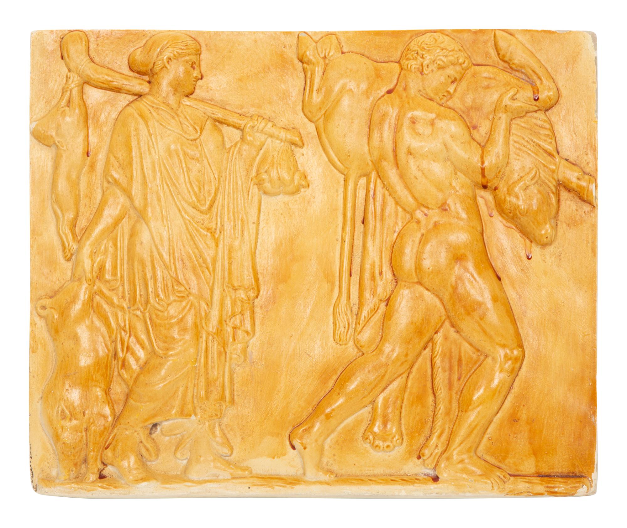 A Continental Plaster Campana Relief of Hercules with the Cretan Bull