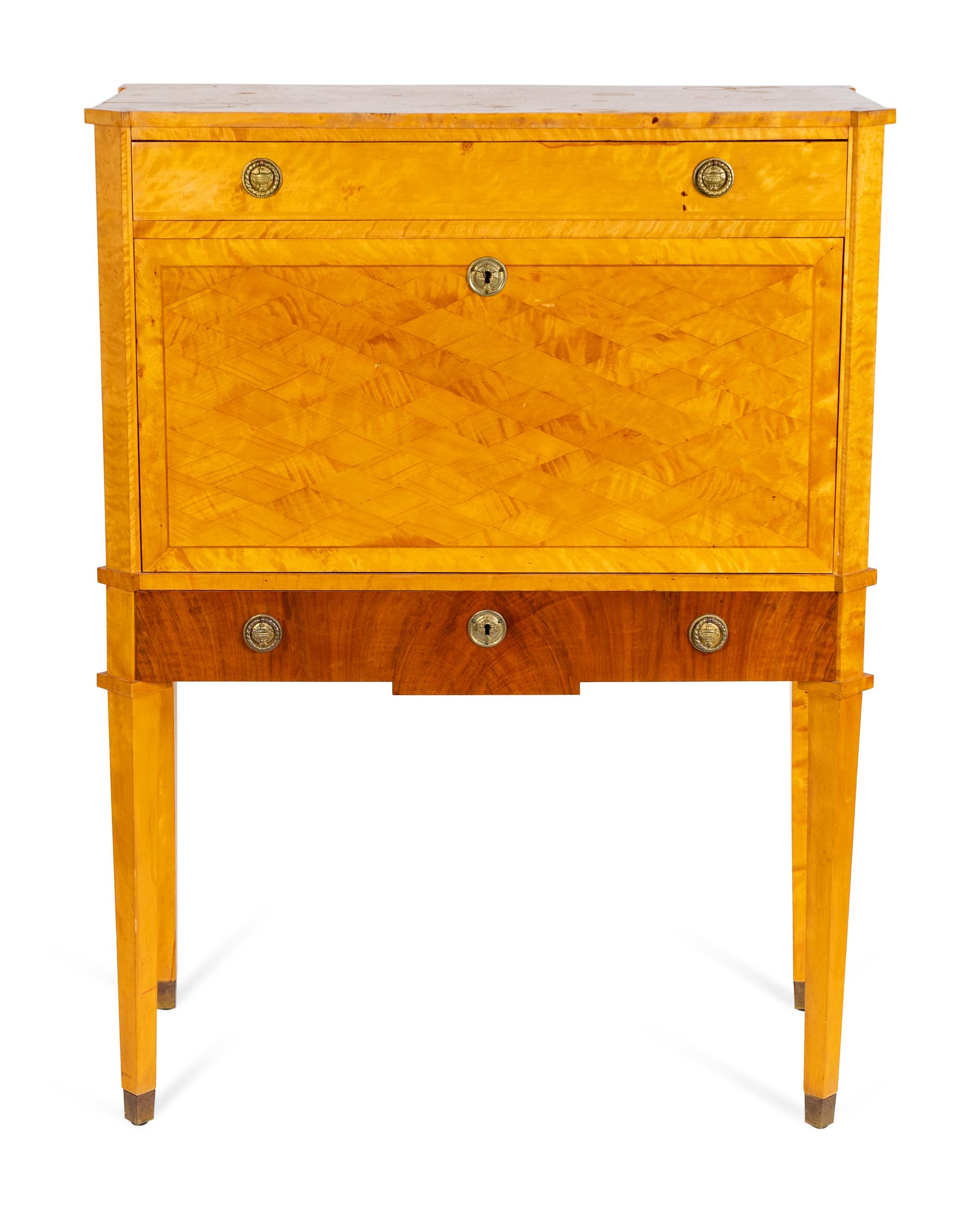 A Swedish Neoclassical Style Maple Fall-Front Secretary — 20TH CENTURY