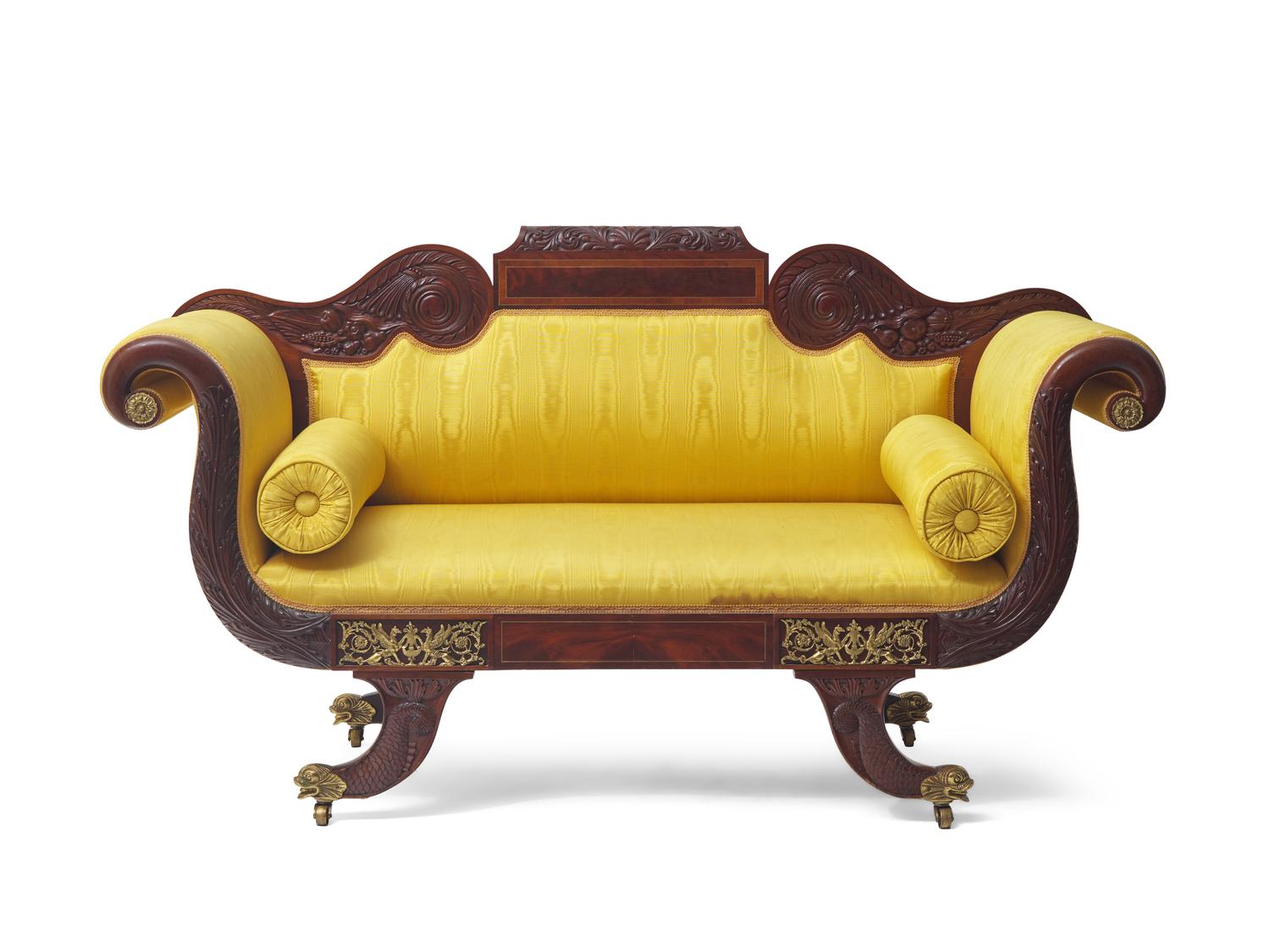 A Classical Style Brass-Mounted Mahogany Sofa