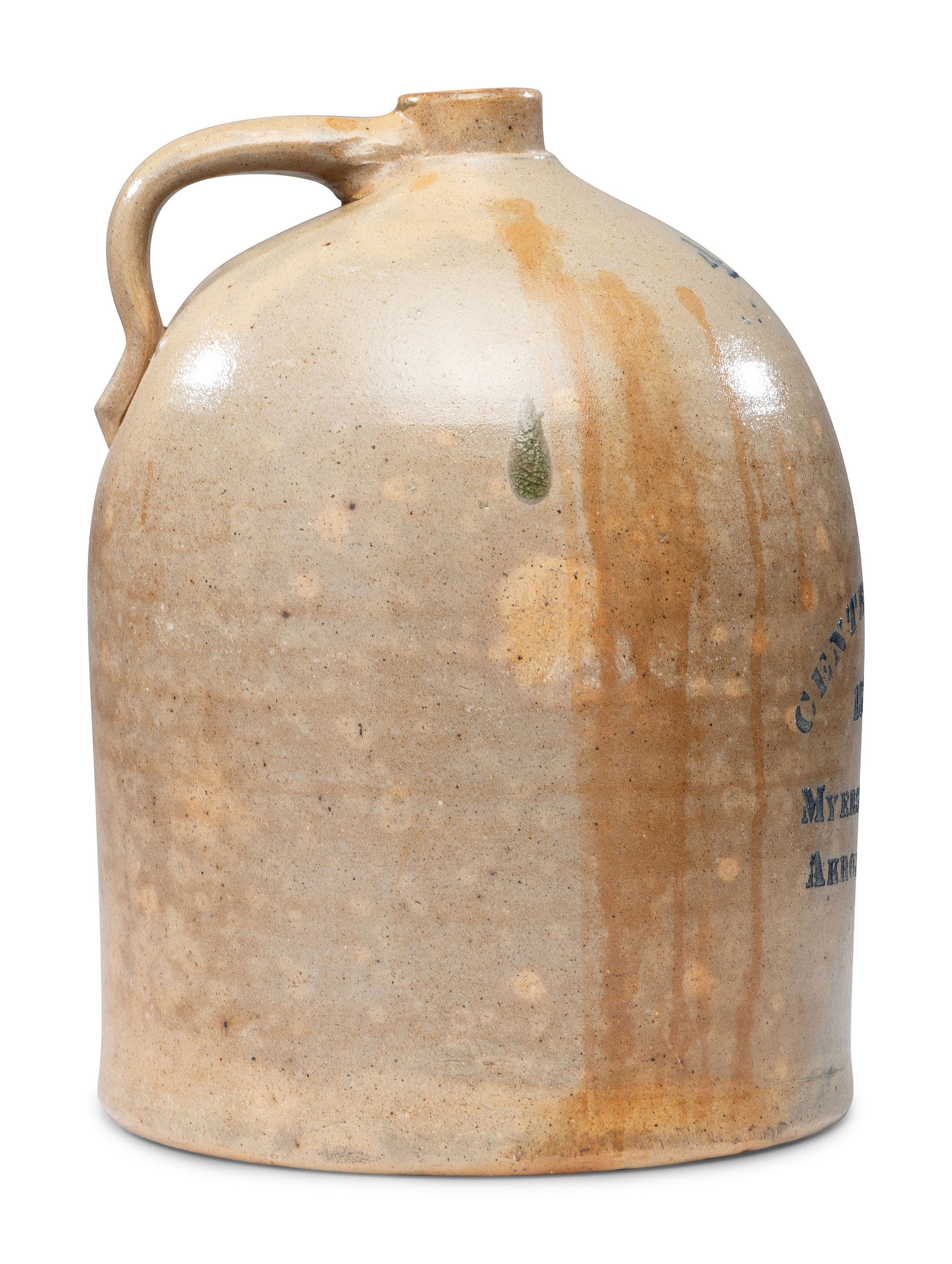 A Myers and Hall Four-Gallon 'Centennial' Stencil Decorated Jug