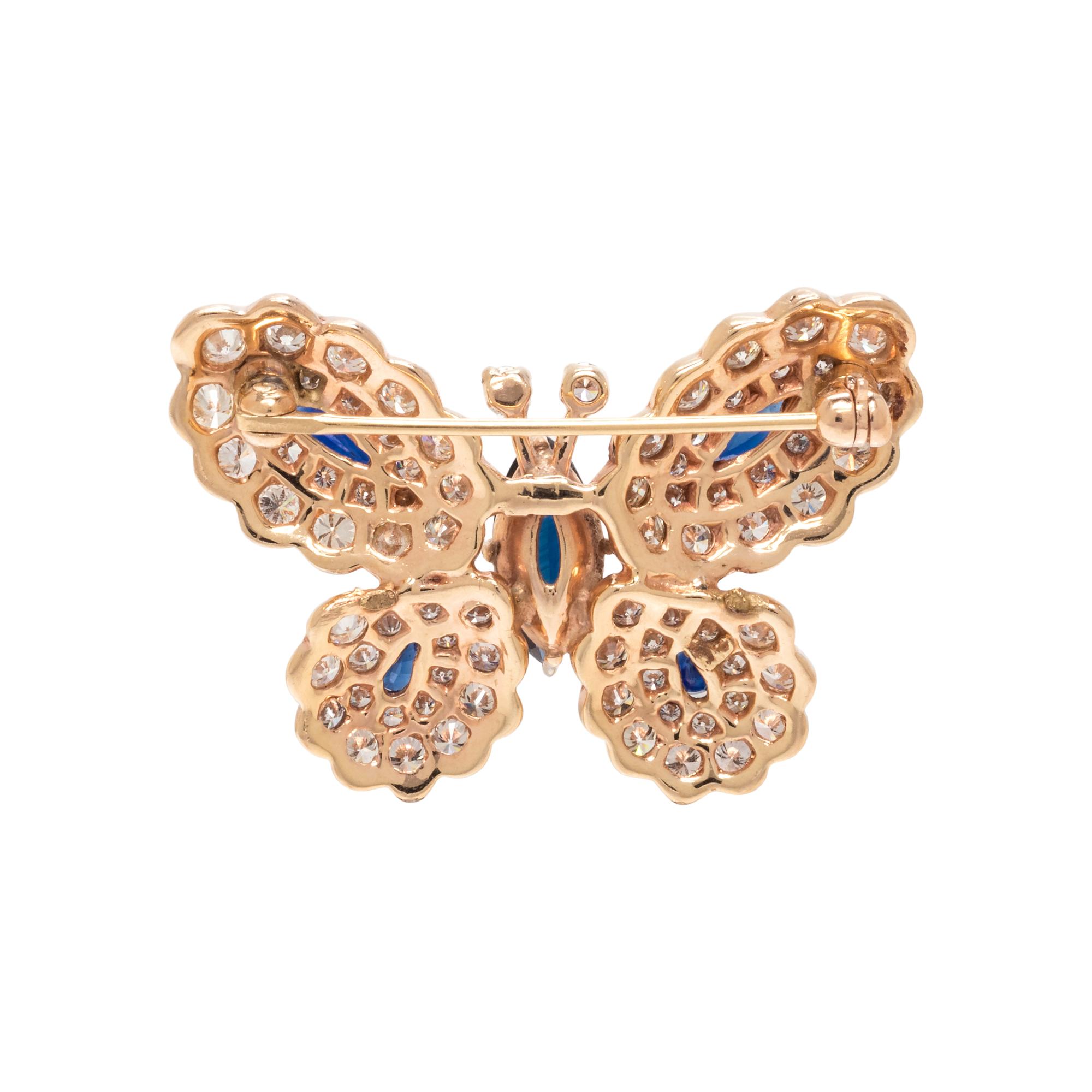 SAPPHIRE AND DIAMOND BUTTERFLY BROOCH