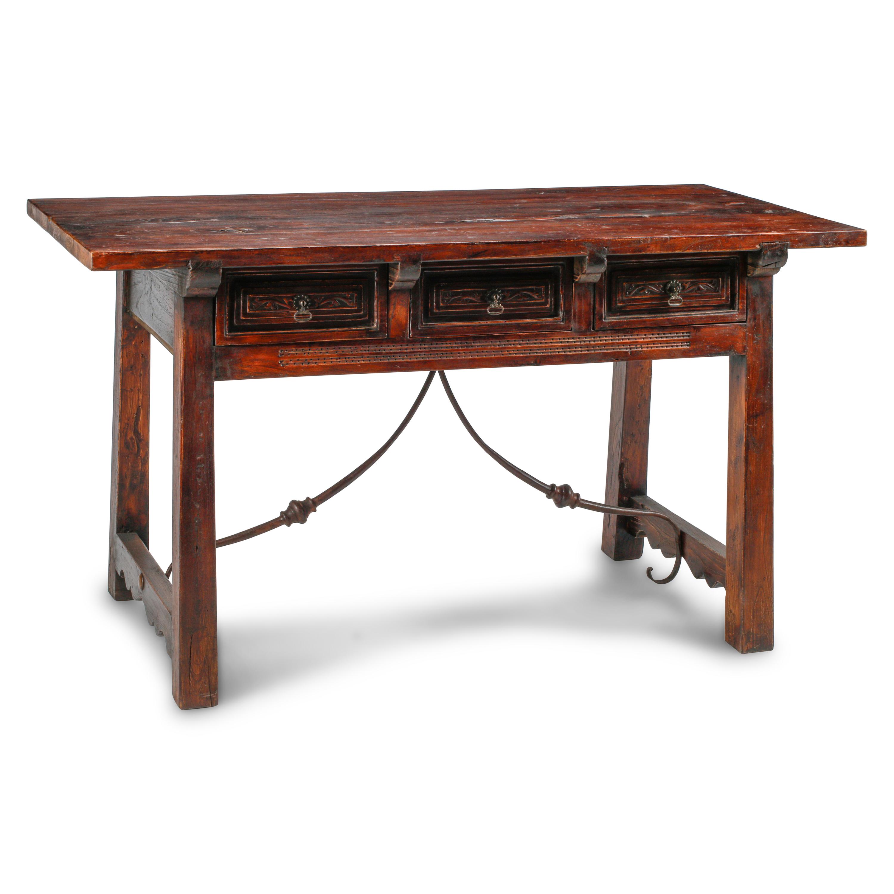 A Spanish Baroque Style Iron-Mounted Trestle Table