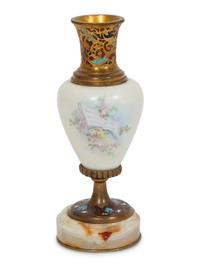 A French Porcelain, Onyx and Champlevé Vase