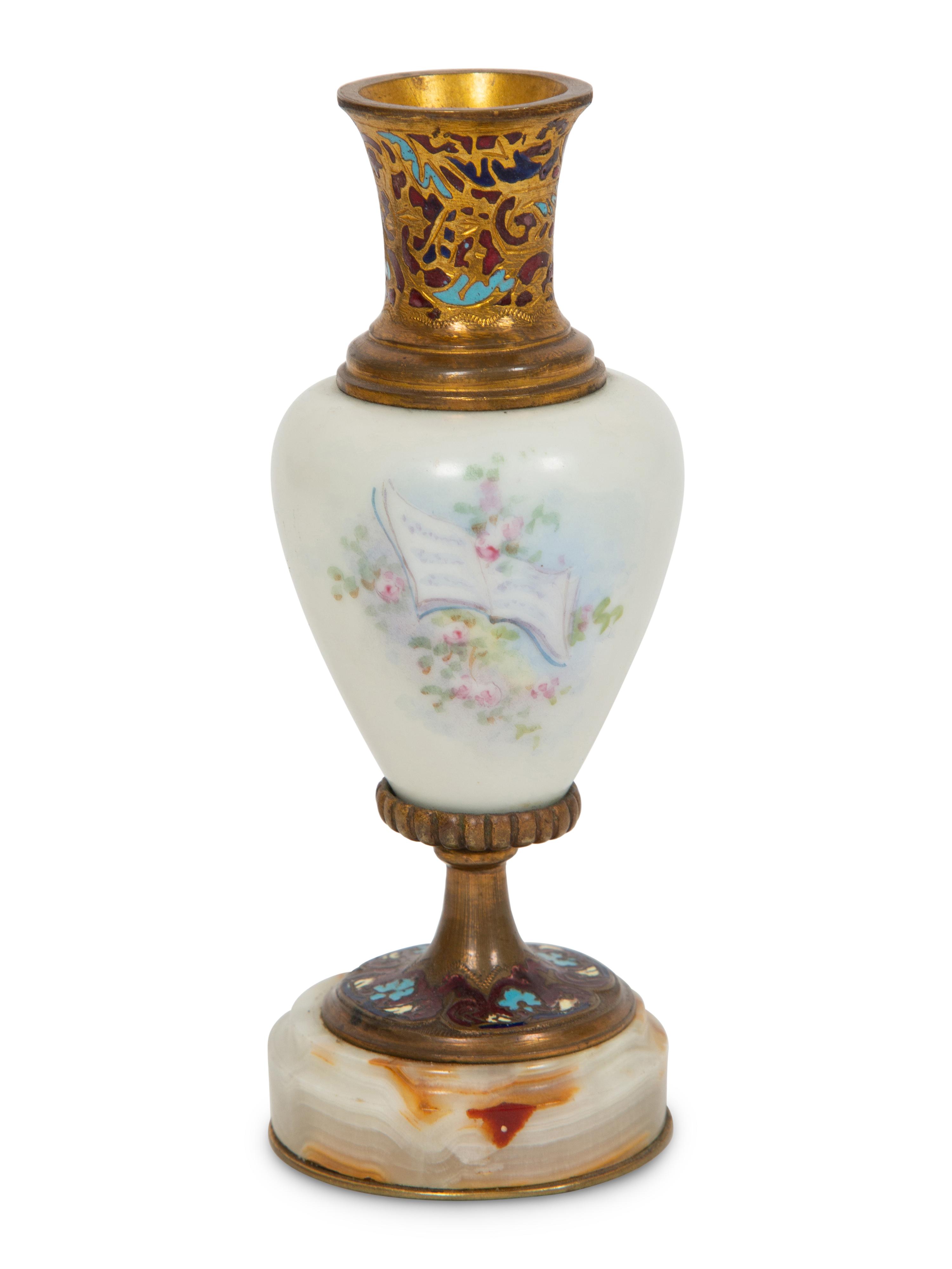 A French Porcelain, Onyx and Champlevé Vase