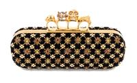 An Alexander McQueen Rhombic Embroidered Knuckle Clutch, 9" x 4" x 2".