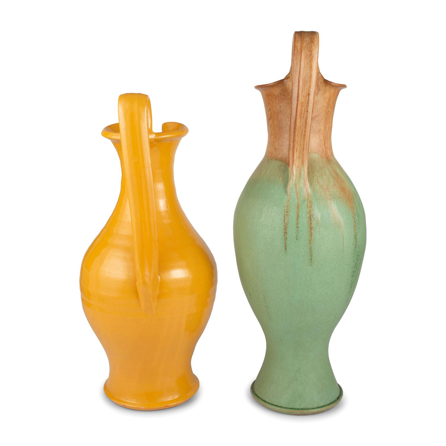 Two Large Art Pottery Ewers, Attributed to Cole Family