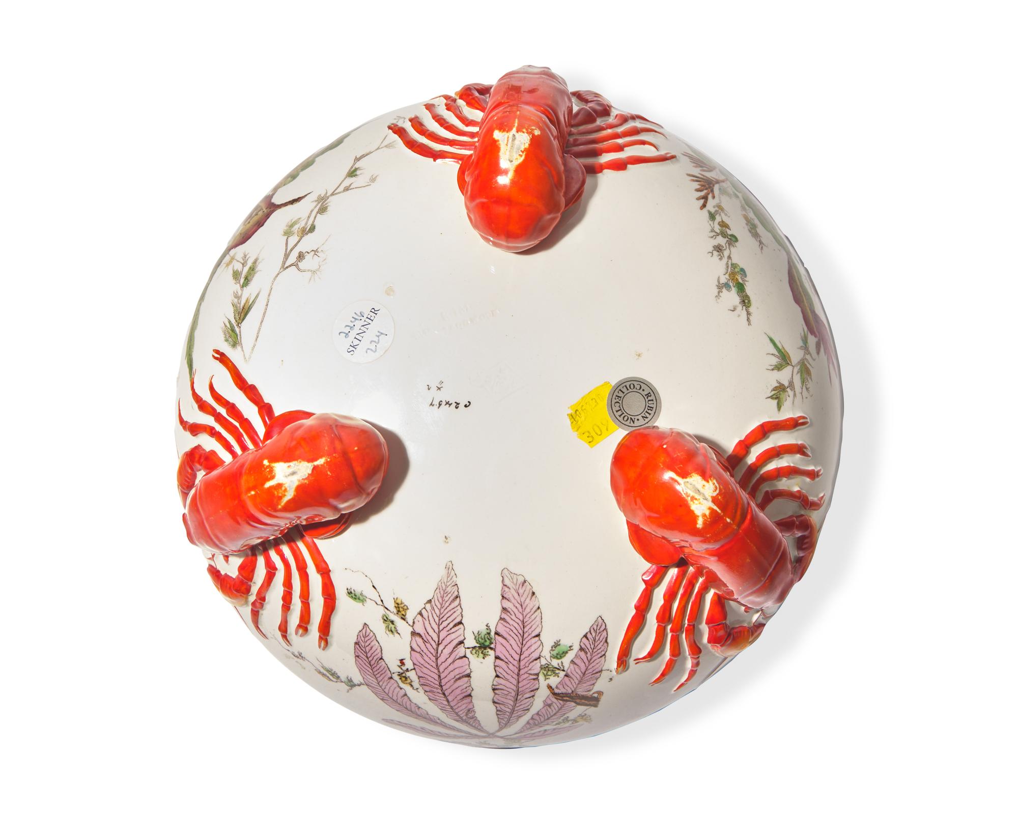 A Wedgwood Majolica Lobster Salad Bowl with Servers