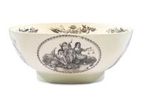 A Liverpool Transfer-Printed Creamware 'John Adams' Punch Bowl
