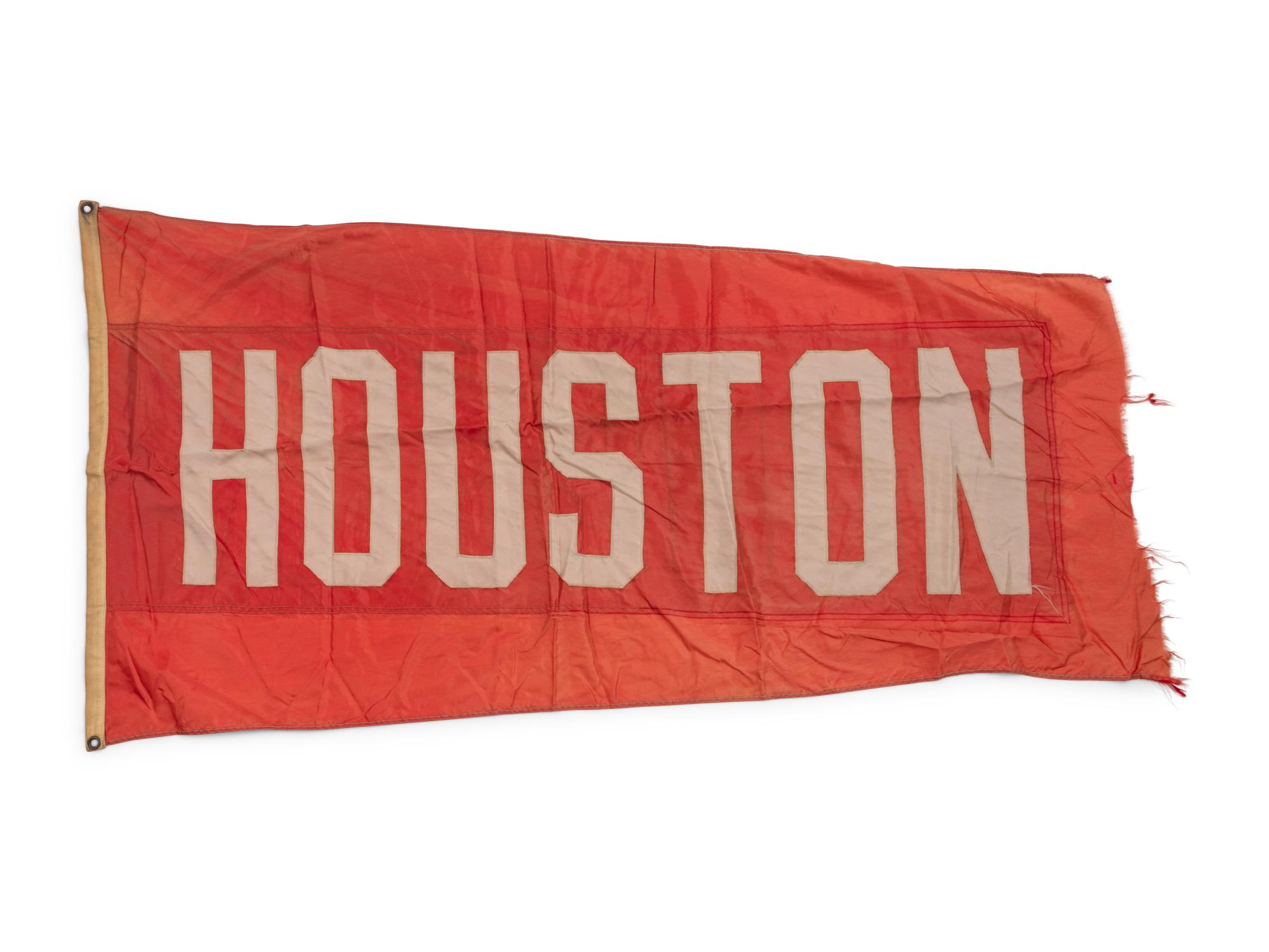 An Houston Flag Once Flown on Wrigley Field Scoreboard Collected by Former Chicago Cubs Wrigley Field Head Scorekeeper,