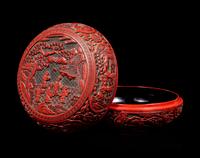 A Chinese Carved Red Lacquer Circular Covered Box