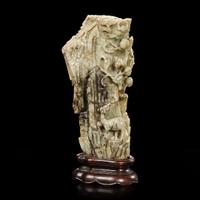 A Chinese carved grey jade "mountain" 提油灰玉山子 Ming dynasty or later