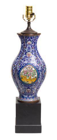 A Chinese Simulated Cloisonne Vase Height overall 23 1/2 inches.