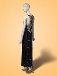 Exceptional Loris Azzaro Haute Couture, Black Halter Gown with Beads, 1971