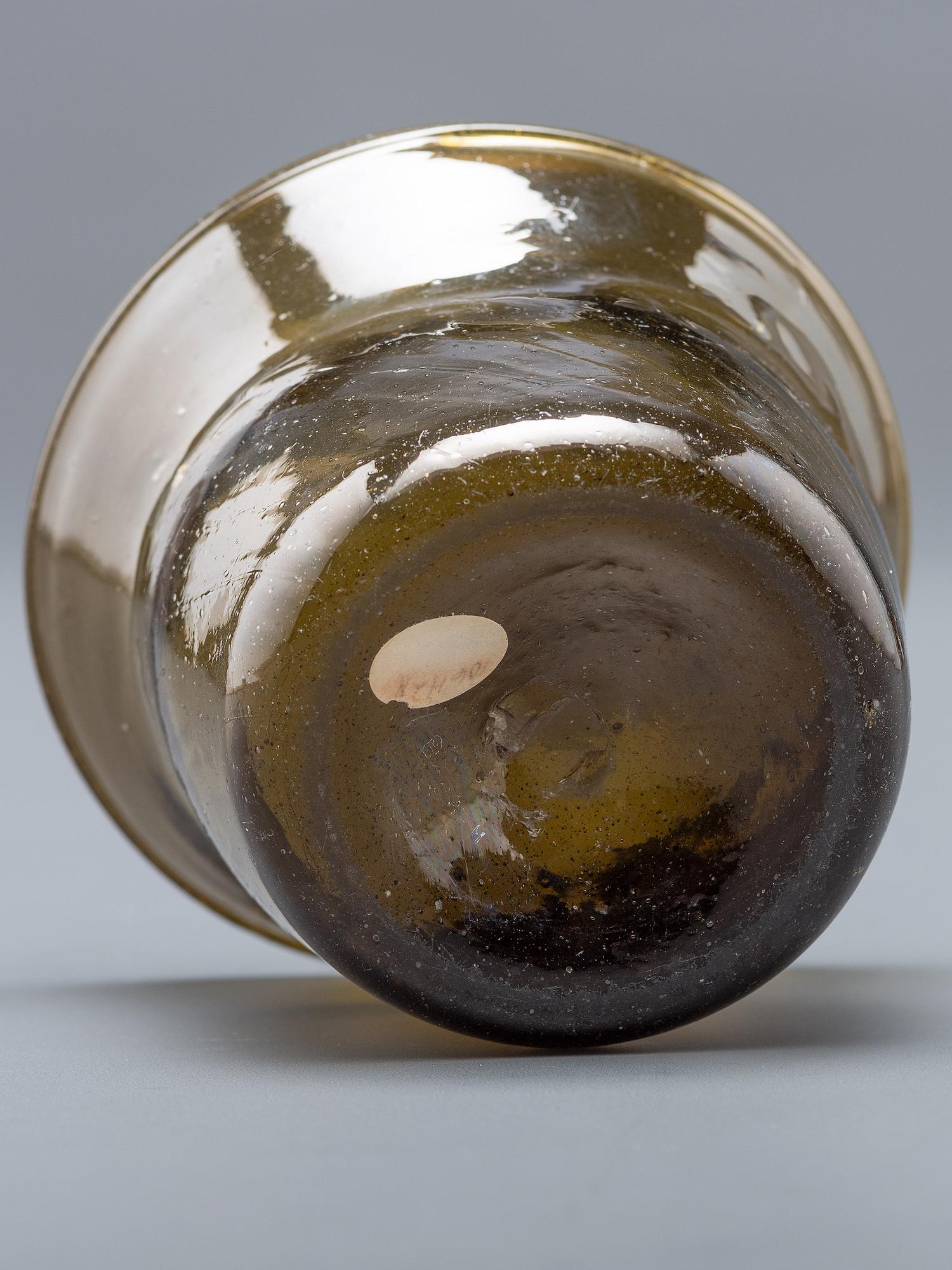 A Blown-Glass Eating Bowl in Olive Green