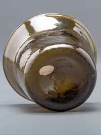 A Blown-Glass Eating Bowl in Olive Green